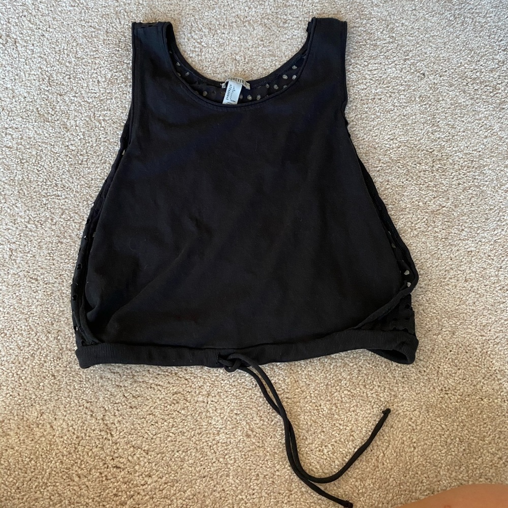 Worn once! Forever 21 Draw string black crop top